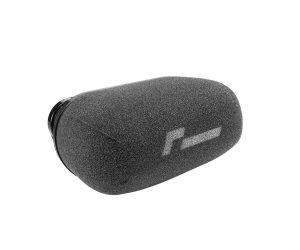 VWR12G7R602FO-300x250-1jpg - OPSHOLDERS Black foam microphone windscreen with a small white logo on the side.