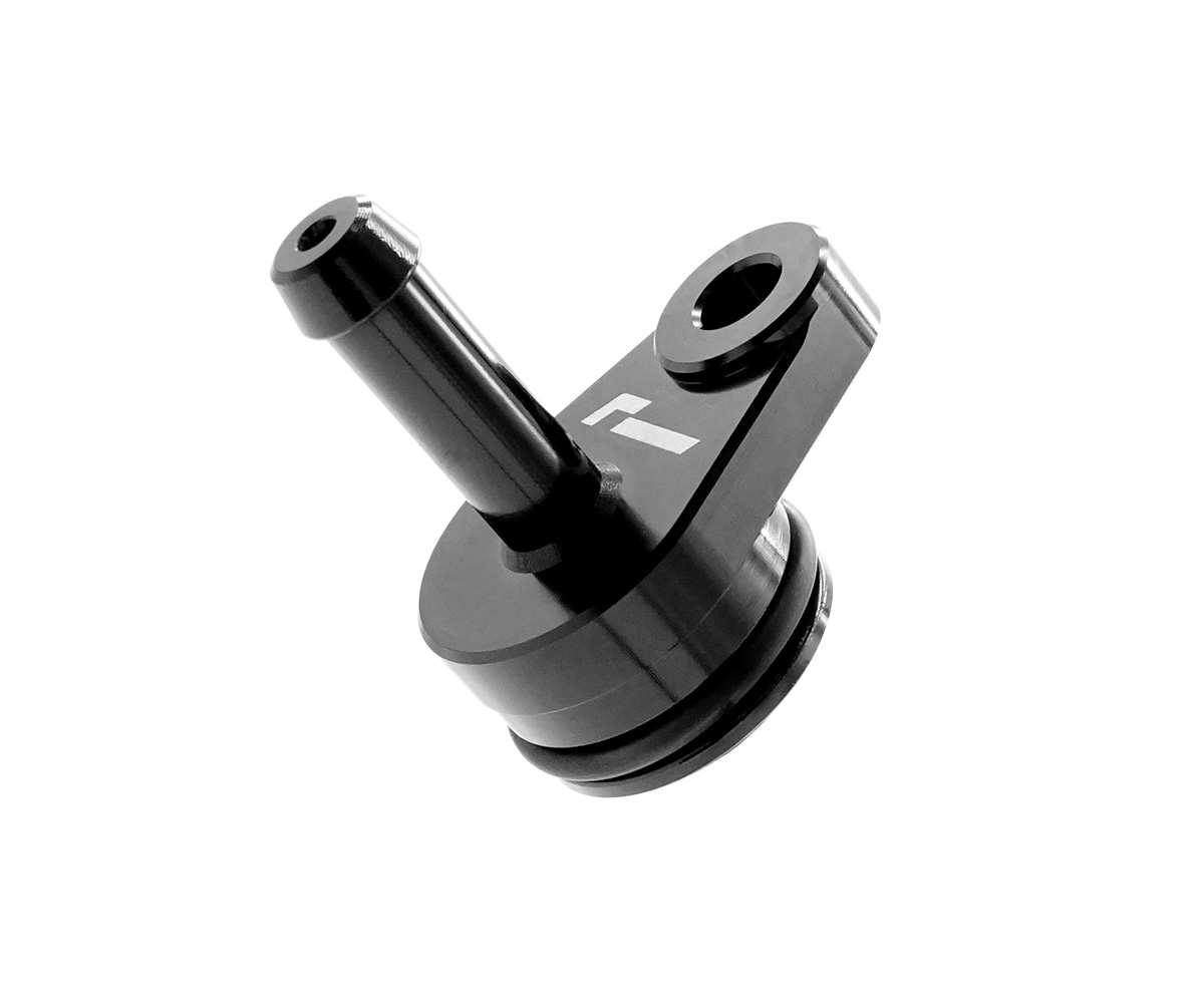 VWR140014_4-1jpg - OPSHOLDERS Black metal precision mounting component with two cylindrical pegs and a round base.