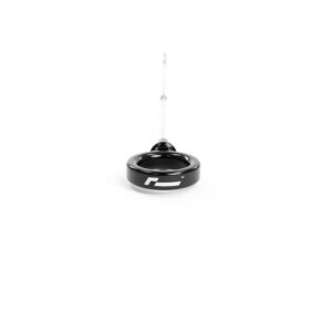 VWR190010_8jpg - OPSHOLDERS Black glossy yo-yo with string attached, resting on a white background.