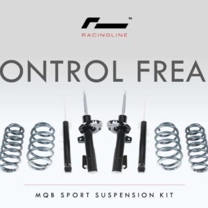 VWR30G7GT_3-1jpg - OPSHOLDERS Brand logo and 'CONTROL FREAK' text above a row of coil springs and shock absorbers, advertising the MQB Sport Suspension Kit
