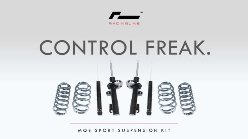 VWR30G7GT_3-1jpg - OPSHOLDERS Brand logo and 'CONTROL FREAK' text above a row of coil springs and shock absorbers, advertising the MQB Sport Suspension Kit