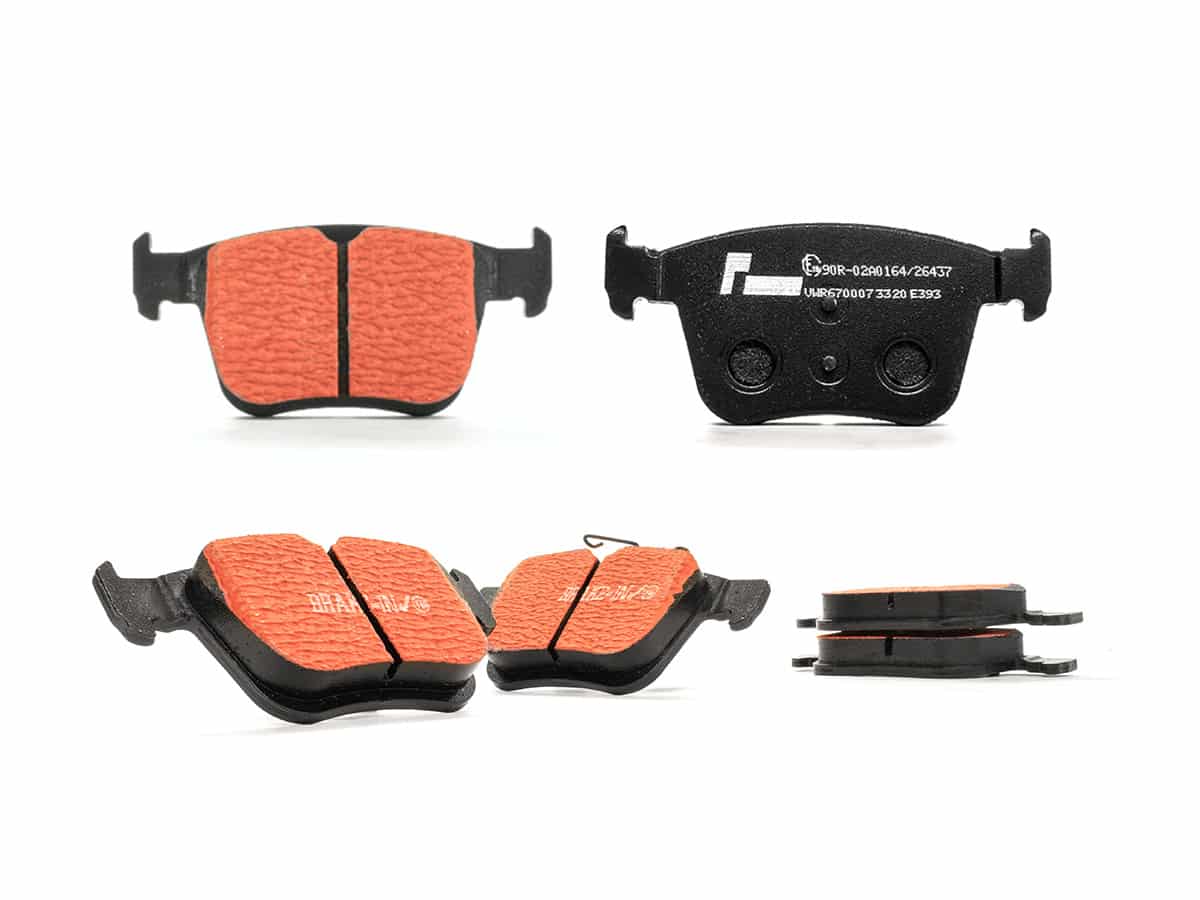 VWR670007-1-1jpg - OPSHOLDERS Brake pads with orange friction material and black backing plates shown from multiple angles.