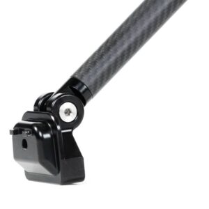 VWR81G700_5-1jpg - OPSHOLDERS Close-up of a carbon-fiber pole ending in a black GoPro-style action camera mount; ready to attach a camera.