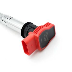 VWR900003_2jpg - OPSHOLDERS Close-up of a red and black automotive electrical connector attached to a silver metal shaft on a white background.