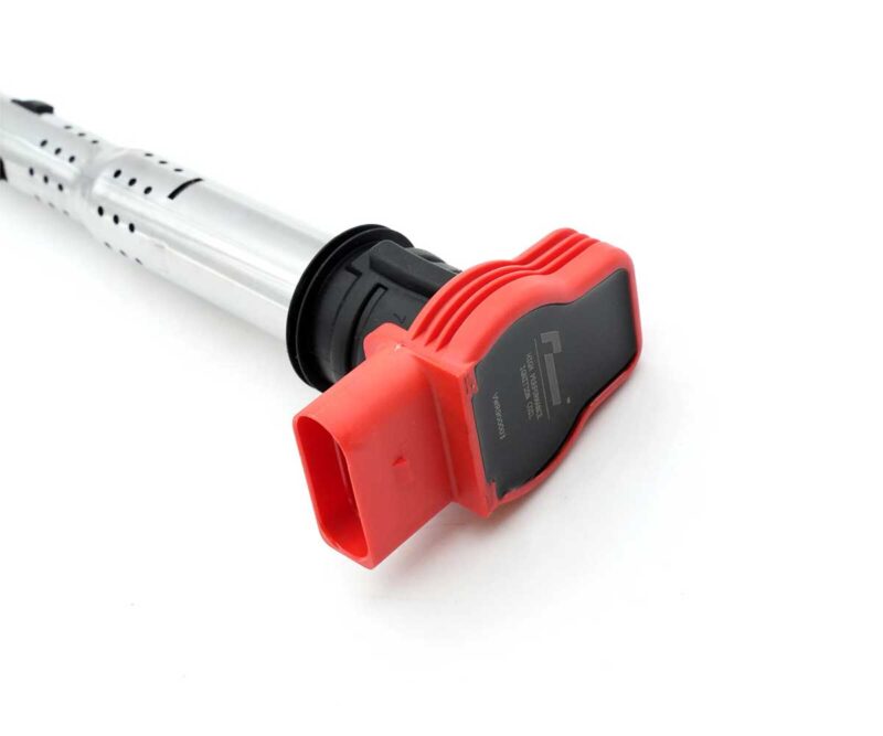 VWR900003_2jpg - OPSHOLDERS Close-up of a red and black automotive electrical connector attached to a silver metal shaft on a white background.