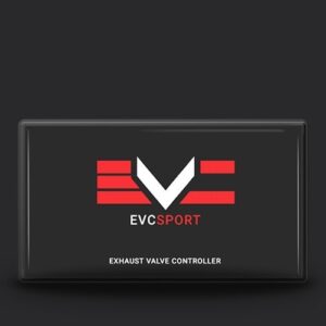 Black rectangular electronic device labeled EVC SPORT with 'EXHAUST VALVE CONTROLLER' on a dark background.