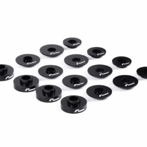 dead-set-7_30930701877_o-scaled-2jpg - OPSHOLDERS Cluster of black circular spacers with central holes and white markings on a white background
