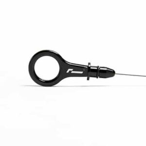 Black ring-shaped handheld device attached to a thin needle-like wire, shown on a white background.
