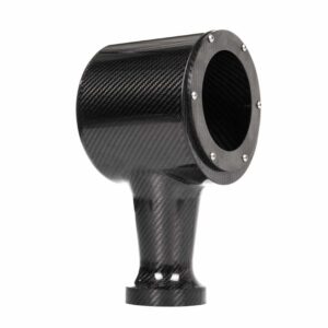 djs8223-edit_36909586864_o-1jpg - OPSHOLDERS Carbon fiber flange with a large round bore and six screws around the edge, mounted on a cylindrical stalk.