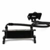 dsg-cooler-dq250_49500699353_o-scaled-2jpg - OPSHOLDERS Black metal mechanical assembly featuring braided hoses connected to a radiator-like component on a metal stand.