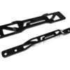 large-and-small-tunnel-braces-2_51698876174_o-scaled-2jpg - OPSHOLDERS Black metal mounting bracket with triangular cutouts and screw holes on ends (diagonal perspective).