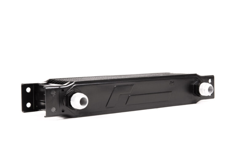 oil-cooler-vwr18-g700_45820317092_o-scaled-1jpg - OPSHOLDERS Black metal drive mounting bracket with two white plastic standoffs, seen from a low angle against a white background.