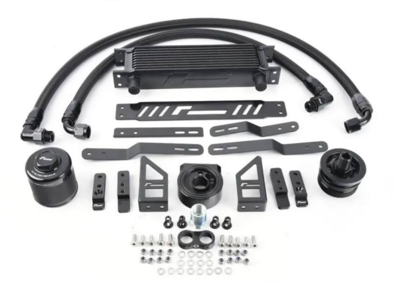 oil-cooler-vwr18-g700_46897364302_opng - OPSHOLDERS Car intercooler upgrade kit with hoses, brackets and fittings laid out for installation