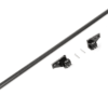 polo-aw-rear-body-brace_51713360186_o-1png - OPSHOLDERS Long carbon fiber rod with two black clamp brackets and screws on a white background.