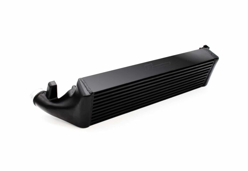 polo-gti-aw-intercooler_53248438834_o-1jpg - OPSHOLDERS Close-up of a black automotive intercooler/radiator core with fins, set against a white background.