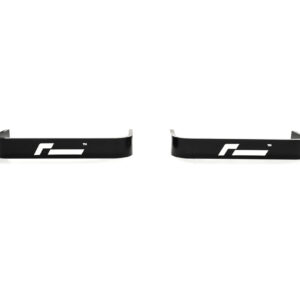 propshaft-bearing-alignment-kit_51769412225_o-scaled-2jpg - OPSHOLDERS Pair of black curved metal brackets with a white logo on each, set against a white background.