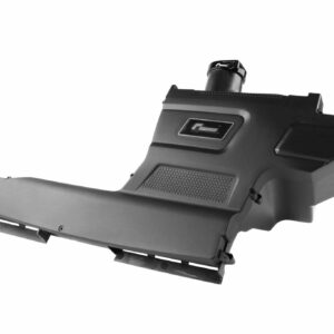Black firearm magazine accessory shown at an angled side view against a white background.