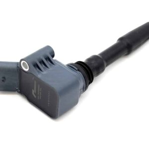 Ignition coil with a spark plug boot and electrical connector for a car engine (functional image)