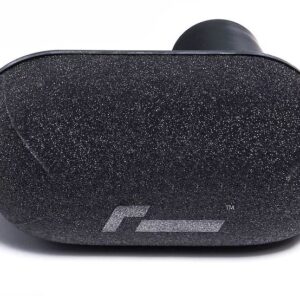 Black virtual reality headset with foam padding, shown from the front on a white background.