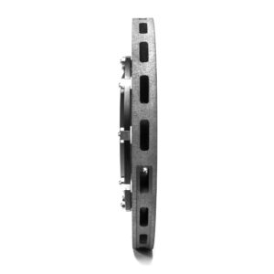 stage-3-ccm-brake-kit_50585982668_o-scaled-2jpg - OPSHOLDERS Vertical metal slotted rail with evenly spaced rectangular holes and a small bracket attached to its left side.