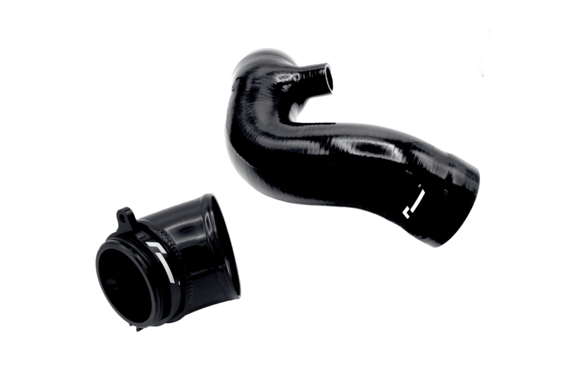Close-up of two black glossy hair-dryer attachments against a white background, showing a concentrator nozzle and a diffuser.