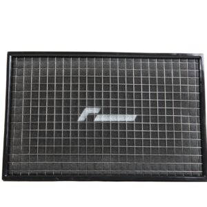 Close-up of a black-framed solar panel showing a grid of photovoltaic cells.
