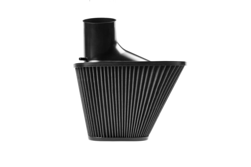 vwr12-g7r600f0_49426239346_o-scaled-2jpg - OPSHOLDERS Black conical air filter with pleated fabric, a circular base, and a top inlet, isolated on white.