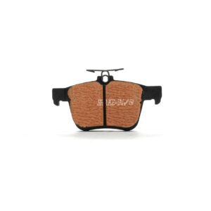Pair of brown bicycle brake pads with black ends and a central mounting bolt on a white background.