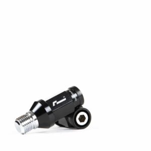 wheelnuts-2_44956418345_o-1jpg - OPSHOLDERS Close-up of a black bicycle tire pump head with a metal threaded nozzle on a white background.