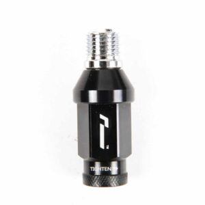 wheelnuts-9_45820180742_o-1jpg - OPSHOLDERS Close-up of a black metal vape atomizer with a knurled bottom grip and threaded top connector against a white background.