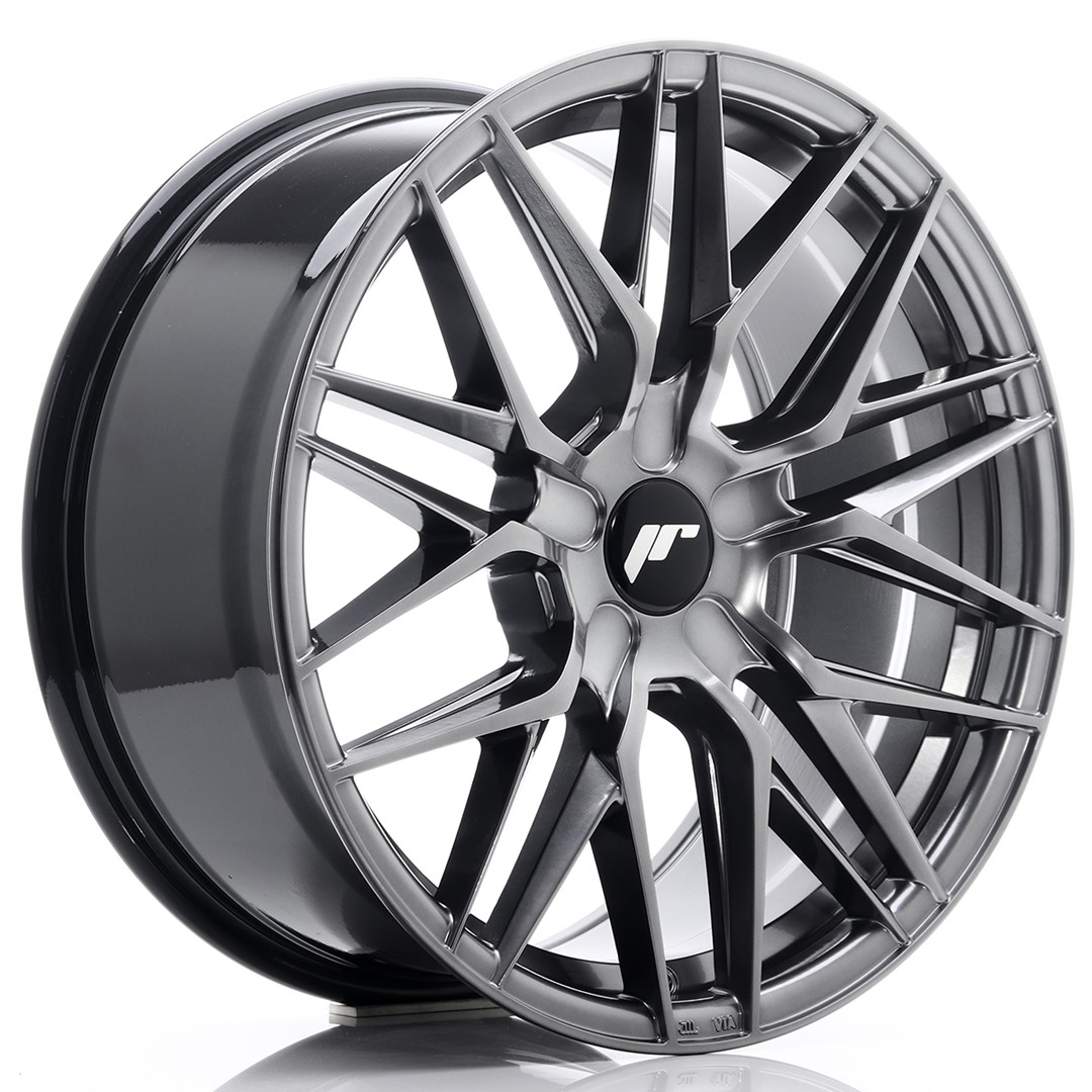 37334_0_24611jpg - OPSHOLDERS Glossy dark gray multi-spoke alloy car wheel with a central black cap featuring a stylized logo.