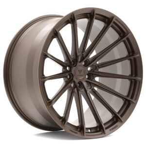 Bronze multi-spoke forged car wheel by Vossen, shown at an angle.