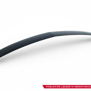 Curved dark gray aerodynamic blade/arbitrary wing component sweeping across a white background, with a red banner and logo in the lower right corner saying 'WorldWide Leader in Aerodynamic Components'