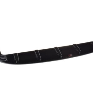 Glossy black automotive rear spoiler with multiple fins, shown from side view on a white background