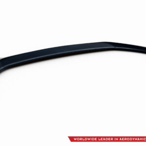 Curved dark blue aerodynamic component (spoiler/winglet) on a white background, brand logo in bottom-right corner.