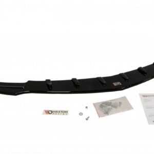 Long black curved car aero spoiler (rear lip) with mounting hardware and instruction sheets from Maxton Design