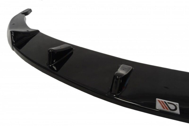 pol_po_FRONT-SPLITTER-suitable-for-Opel-CORSA-D-NURBURG-FOR-OPC-VXR-BUMPER-841_6jpg - OPSHOLDERS Glossy black car spoiler with three mounting posts on a white background.
