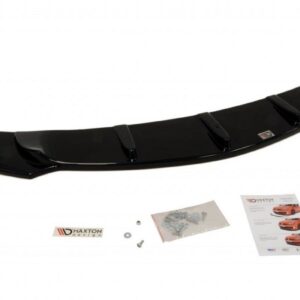Black curved rear wing spoiler with mounting hardware and instruction sheets, shown on a white background