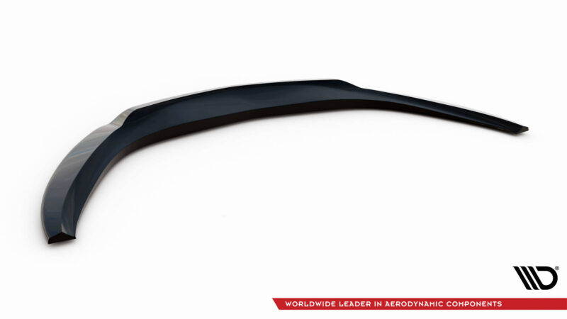Glossy dark curved aerodynamic component (likely a car winglet) shown against a white background, with branding in the corner.