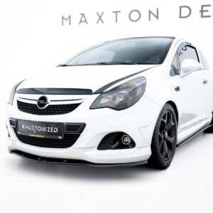 Front-three-quarter view of a white modified car with Maxton Design body kit and '#MAXTONIZED' plate