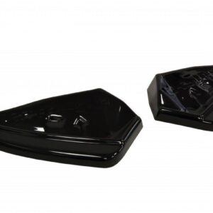 Pair of glossy black plastic automotive trim pieces, left and right, on a white background