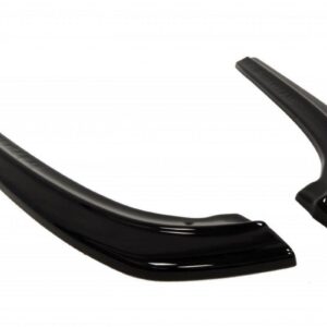 Two glossy black curved car aero fins laid on a white background, suggesting vehicle spoiler components.