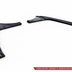 Two black curved aerodynamic components laid on a white background, with a brand logo and red slogan at the bottom right reading 'Worldwide Leader in Aerodynamic Components'.