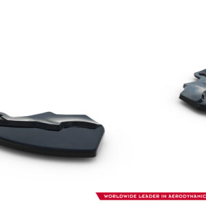 Two glossy black aerodynamic components, broken apart on a white background, with a red banner reading 'Worldwide Leader in Aerodynamic Components' at the bottom-right.