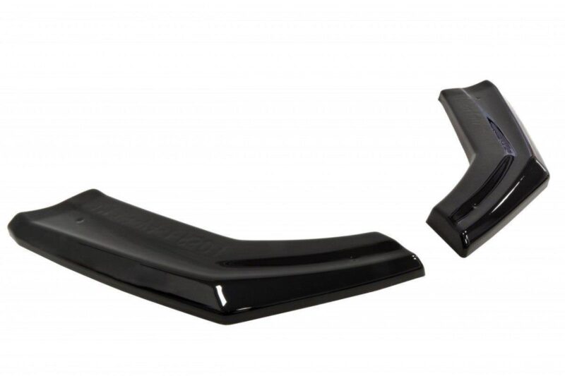Two black glossy curved plastic pieces shown separately, one long curved part and one shorter curved part.