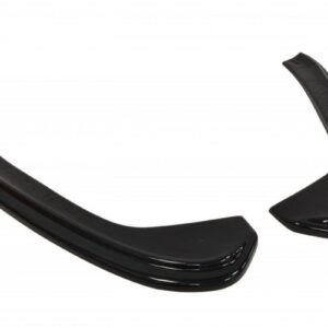 Pair of glossy black curved plastic trim pieces on a white background (likely automotive parts). Substance-focused description for accessibility purposes.