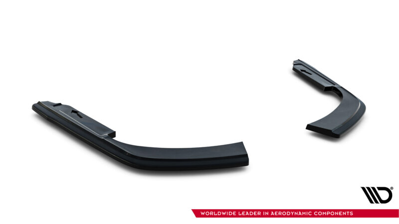 pol_po_Rear-Side-Splitters-suitable-for-Renault-Talisman-1143_1jpg - OPSHOLDERS Two black curved aerodynamic components floating on a white background, with a WD logo and red 'Worldwide Leader in Aerodynamic Components' banner at the bottom right.