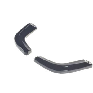 pol_po_Rear-Side-Splitters-suitable-for-Suzuki-Swift-Mk6-8260_8jpg - OPSHOLDERS Two glossy black curved plastic pieces with small holes, isolated on a white background