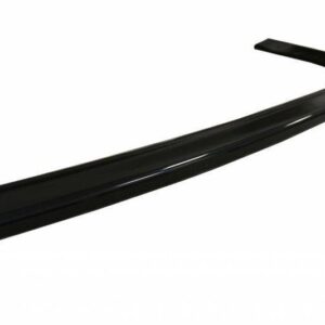 Close-up of a long, curved black windshield wiper blade against a white background.