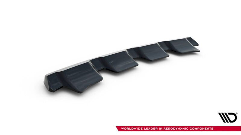 Row of dark blue modular aircraft cabin seats arranged diagonally on a white background, with a small logo in the bottom right corner.